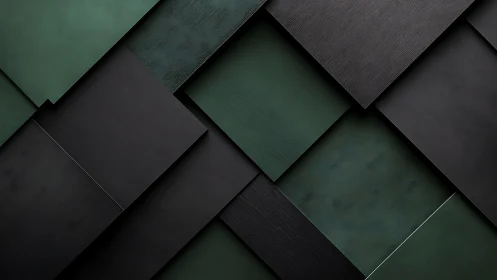 Deep green and charcoal panels in a calm geometric rhythm.