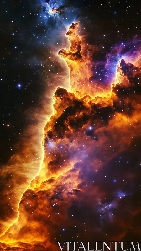 Ionized hydrogen nebula wall with luminous star-forming filaments