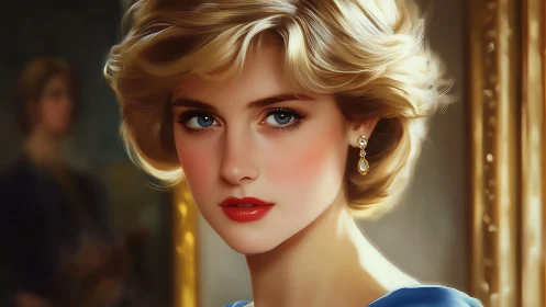 Digital portrait of elegant blonde woman in soft focus lighting