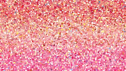 Glittering confetti drifts downward in a rosy digital blizzard