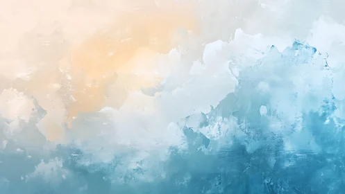 Soft Abstract Sky with Blue and Peach Tones, Modern Art Style.