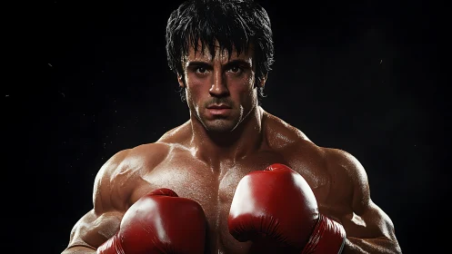 Champion Boxer Channels Raw Intensity Through Crimson Gloves