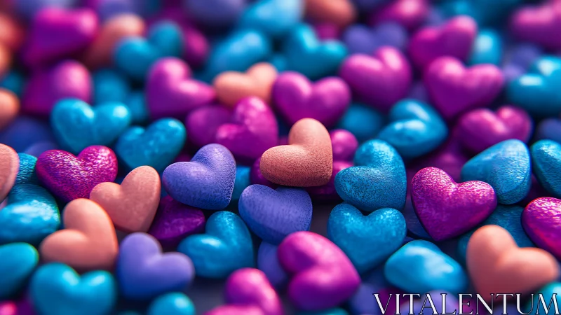 Colorful Heart-Shaped Objects in Depth Field Arrangement