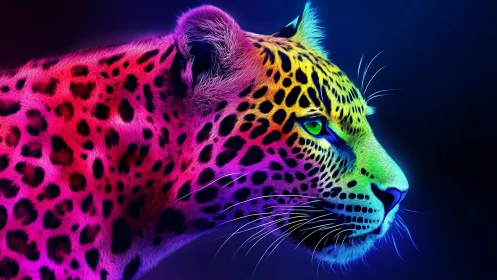 Neon Leopard Spirit: Wild Beauty in Electric Colors.