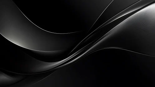 3D black metallic waveforms with fluid reflective curvature.