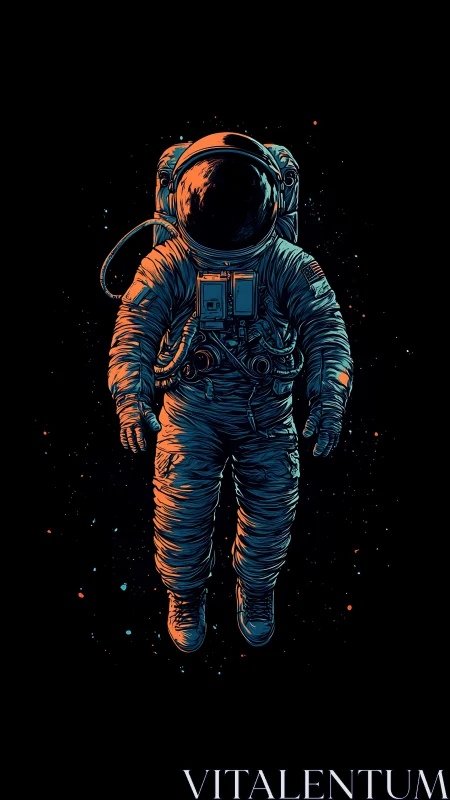 Lone spacewalker drifting through a quiet cosmic glow.