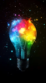 Prismatic lightbulb silhouette encapsulates nebular color spectrum