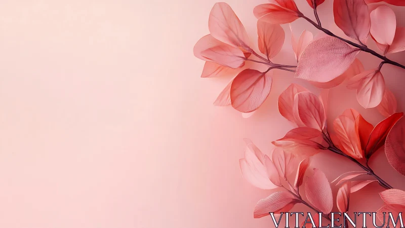 Soft coral leaves drift quietly across a blush horizon