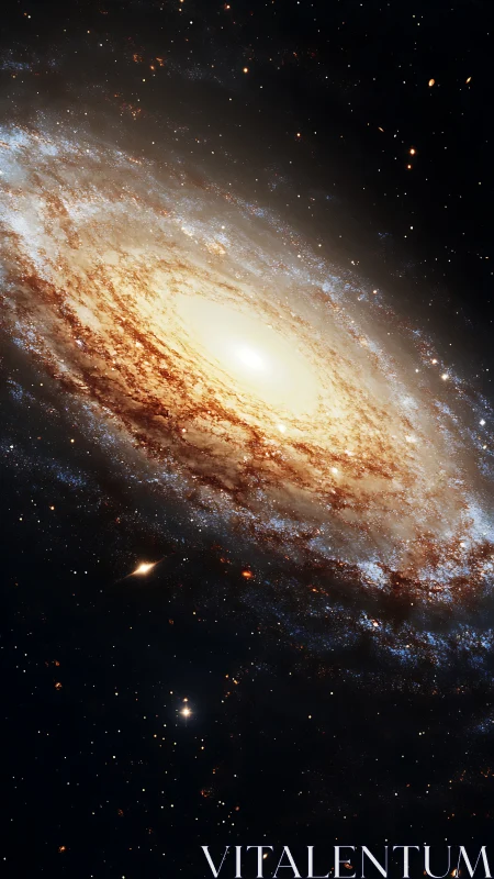 Spiral galaxy core glowing with dense stellar dust fields.