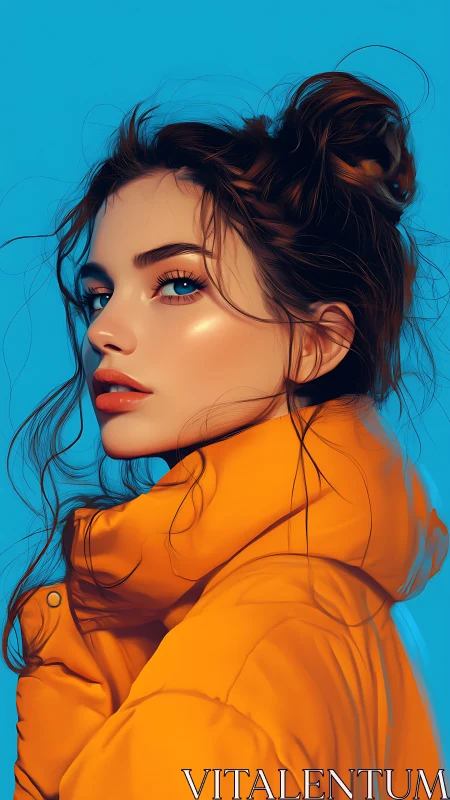 Sunlit gaze slices through electric blue and molten orange