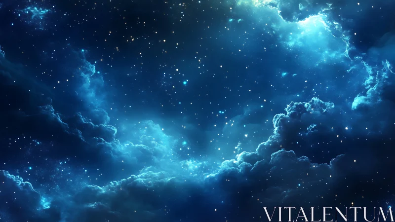 Gentle starlit nebula cradled in glowing midnight blues.