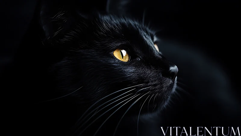 Obsidian Feline: Golden Eyes Pierce the Void.