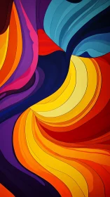 Curved layered color bands flow across vertical composition.