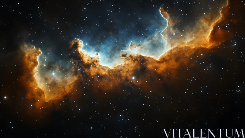 Stellar nebula ridge glows in deep space with vivid colors.