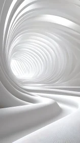 Whispering white tunnel curls light into a soft spiral path