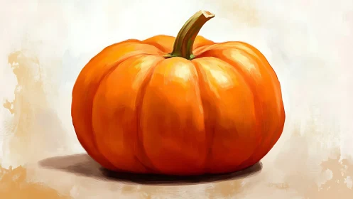 Sunlit harvest pumpkin study on soft watercolor haze.