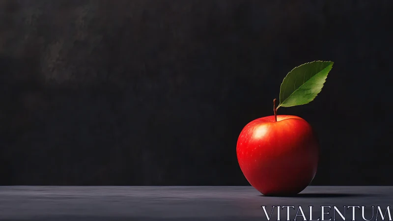 Solitary crimson apple posing under quiet studio light.