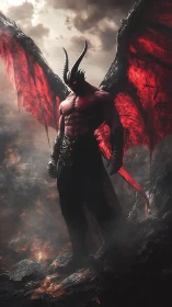 Infernal winged warlord rises from molten twilight ash.