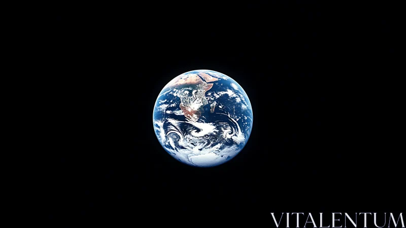 Isolated full-disk Earth image with visible cloud bands and oceans