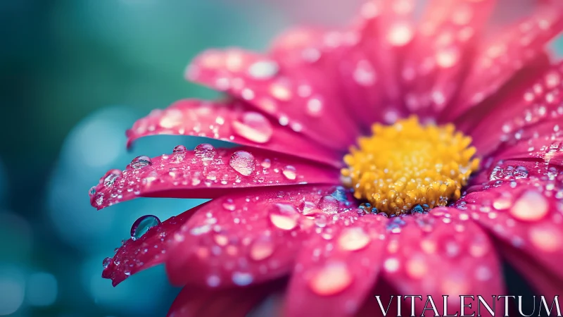 Macro Photography: Pink Gerbera Daisy Petals with Spherical Water Droplets