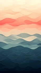 Stratified wave layers form gradient seascape with soft tonal transitions