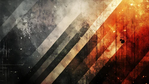 Grungy Abstract Diagonal Lines with Warm and Cool Color Blends.