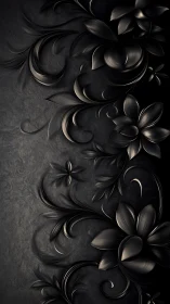 Monochromatic Relief Florals with Ornamental Scrollwork Design