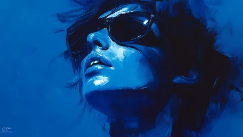 Electric cobalt daydreamer in glossy midnight shades.