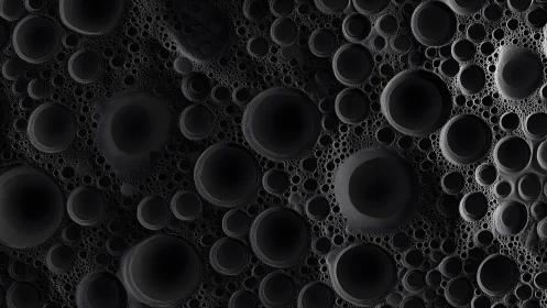 Abstract dark bubbles pattern with intricate circular design.