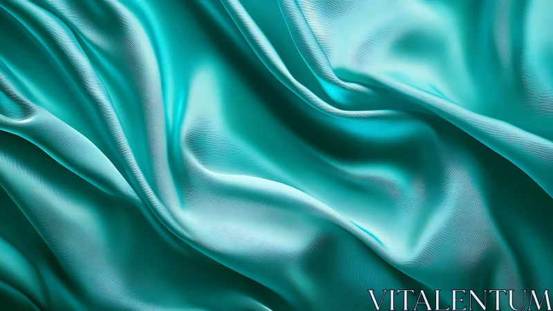 Turquoise satin fabric folds with directional specular highlights