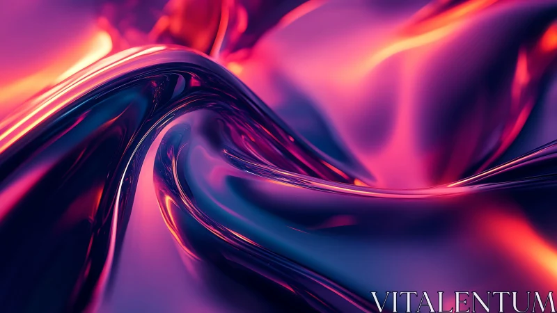 Curved reflective surface shows smooth magenta and cyan gradients