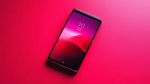 Modern Smartphone Glowing with Vibrant Pink Display