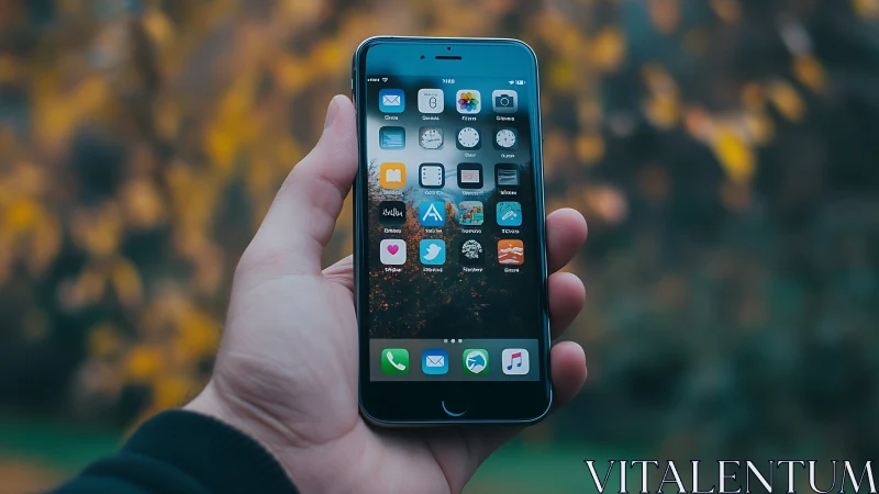 Mobile Life: Hand-Held Smartphone in Nature.