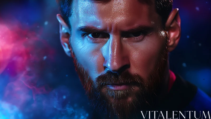 Cinematic close-up portrait using split-color neon rim lighting