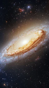 Edge-on spiral galaxy rendered with high-contrast stellar detail