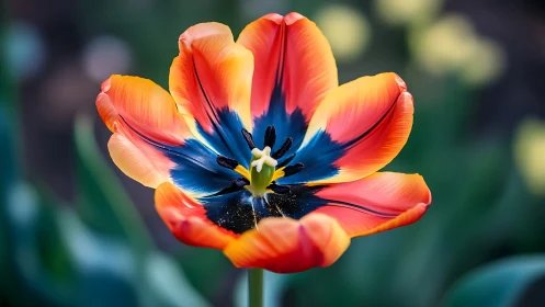 Vibrant Tulip with Striking Blue Center Detail