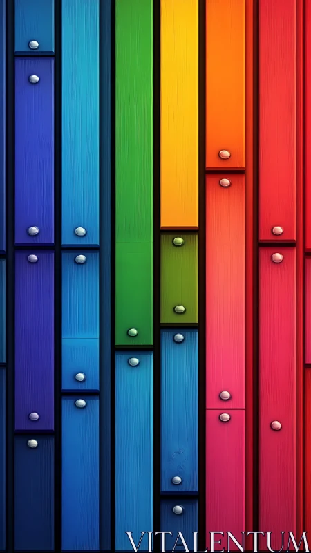 Vibrant rainbow lockers in vertical geometric alignment.