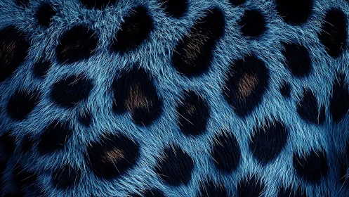 Blue leopard fur pattern with black spots against dark background
