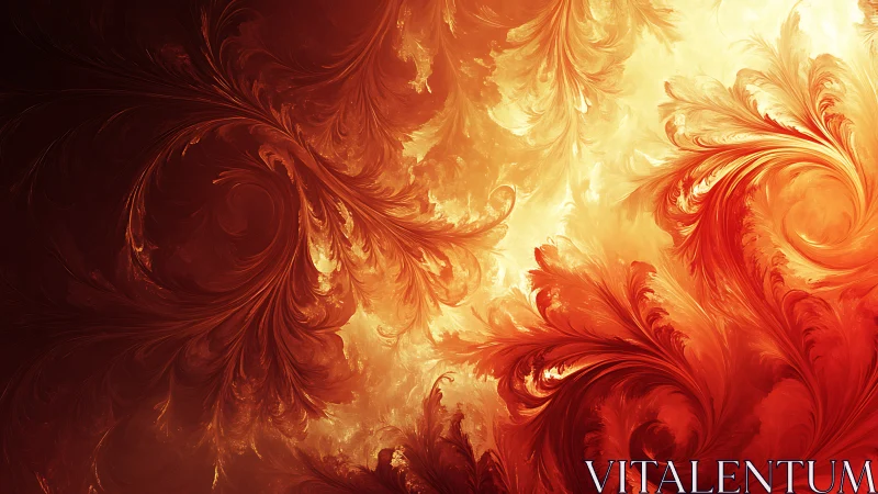 Fiery fractal plumes swirl in a luminous abstract inferno