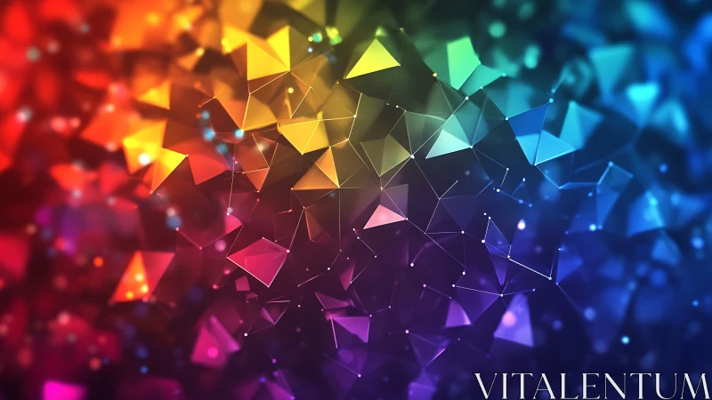 Colorful geometric lights dancing in a vibrant digital sky.