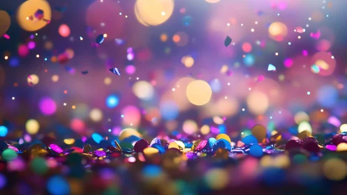 Colorful confetti sparkles in a joyful party glow.