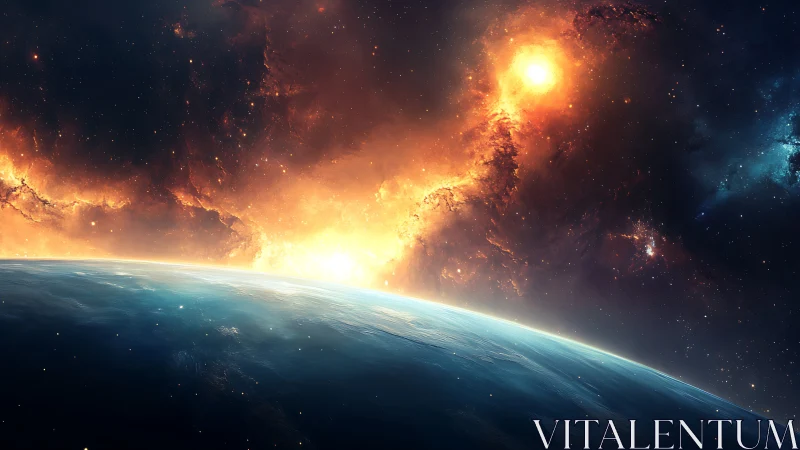 Solar tempest crowns a distant world in burning auroras.