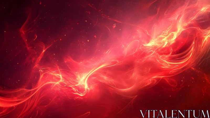 Vivid Red Energy Wave Abstract Digital Art with Fiery Highlights.