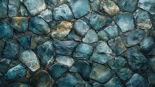Natural Blue Stone Wall Texture with Irregular Pattern Design.