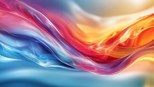 Fluid light waves merging cool blues and warm fire tones.