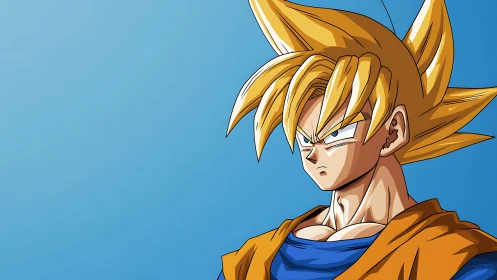 Spiky-haired anime warrior in bold cel-shaded profile portrait.