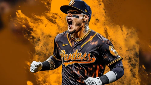 Digital portrait of baseball player in Padres uniform. Period.