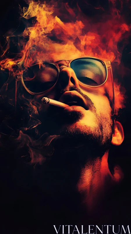 Smoldering portrait turns smoke, light, and color into fire