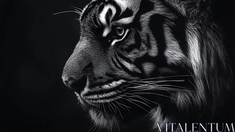 Quiet strength in a black and white tiger’s thoughtful gaze.