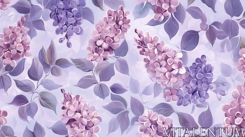 Layered lilac botanical composition with volumetric depth and gradient rendering.
